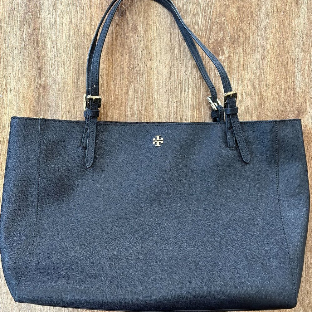 Tory Burch 2 Strap Large Leather Center Zip Tote